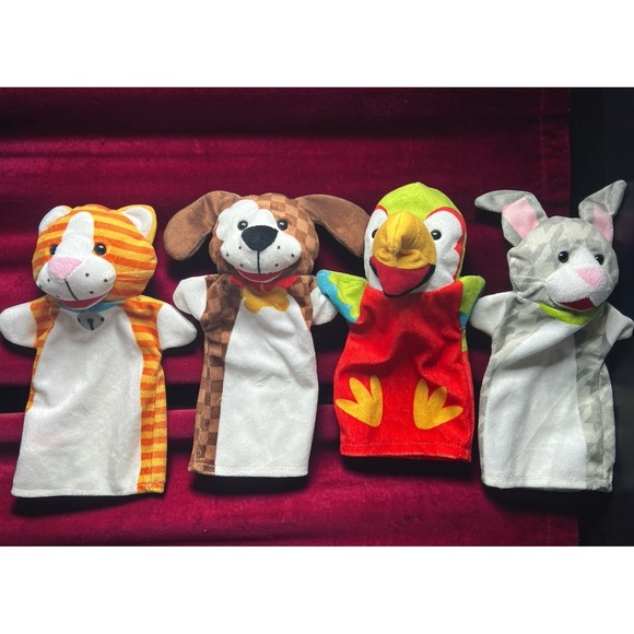 Melissa & Doug Other - Melissa & Doug Baby Hand Puppet Lot‎ Tiger Dog Parrot Bunny Plush